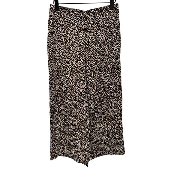 Nicole Miller Animal Print Wide Leg Satin Pants High Rise Black Brown Mob Wife S - Picture 1 of 9